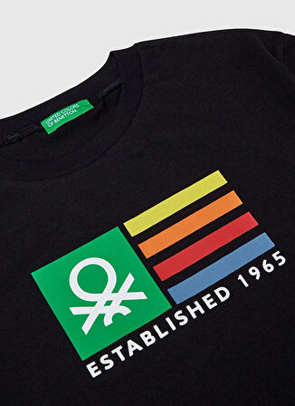 Benetton Baskılı Siyah Erkek Çocuk T-Shirt 3I1XC10N3