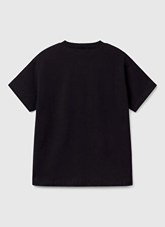 Benetton Baskılı Siyah Erkek Çocuk T-Shirt 3I1XC10N3