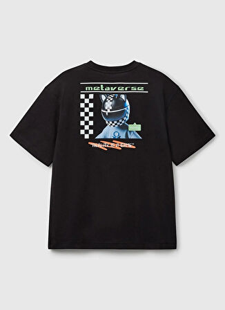Benetton Baskılı Siyah Erkek Çocuk T-Shirt 35RYC10NC