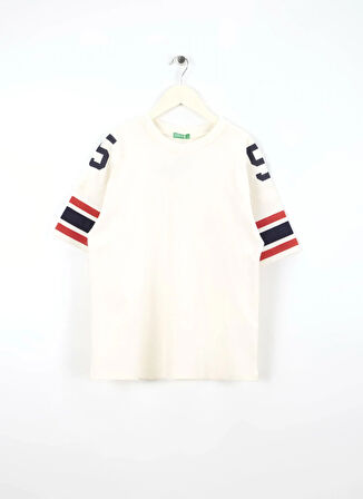 Benetton Baskılı Ekru Erkek Çocuk T-Shirt 3MI5C10OA