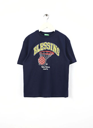 Benetton Baskılı Lacivert Erkek Çocuk T-Shirt 3I1XC10O4