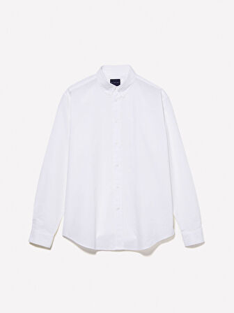 Streç Pamuklu Regular Fit Gömlek Erkek Beyaz Gömlek - 325P58FJSQ04F