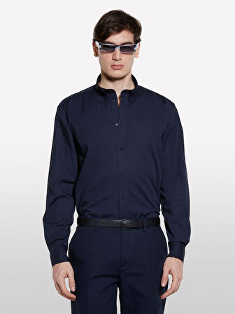 Streç Pamuklu Regular Fit Gömlek Erkek Lacivert Gömlek - 325P58FJSQ04F