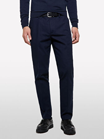 Streç Pamuklu Logo Detaylı Slim Fit Chino Pantolon Erkek Lacivert Pantolon - 325P4WOSSF053