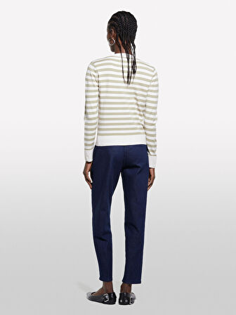 Pamuk Karışımlı Normal Bel Denim Chino Pantolon Kadın İndigo Denim Pantolon - 325P4TAYLF06G