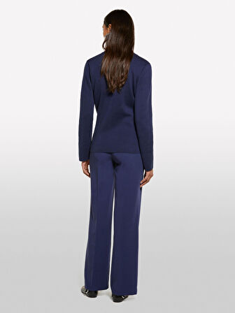 Viskoz Karışımlı Normal Bel Bol Paça Pantolon Kadın LACİVERT Pantolon - 325P4KVXLF02I