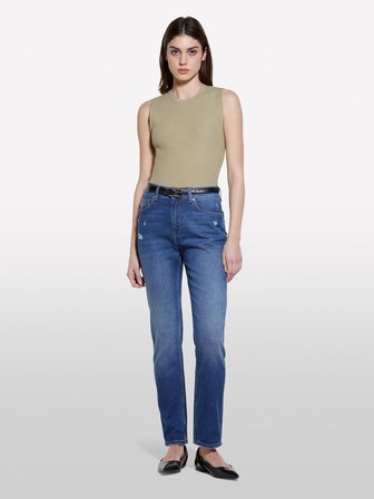 Pamuk Karışımlı Normal Bel Denim Pantolon Kadın Buz mavisi Denim Pantolon - 325P4IM7LE047