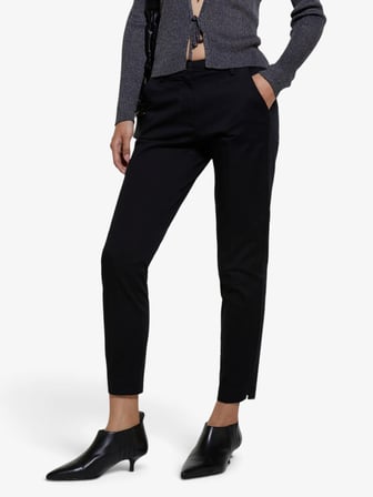 Streç Pamuklu Normal Bel Chino Pantolon Kadın Siyah Pantolon - 325P4BYW55AH6