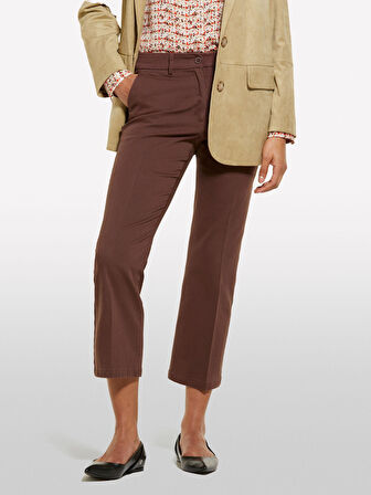 Streç Pamuklu Arkası Biyeli Cepli Pantolon Kadın kahverengi Pantolon - 325P49MALE02X