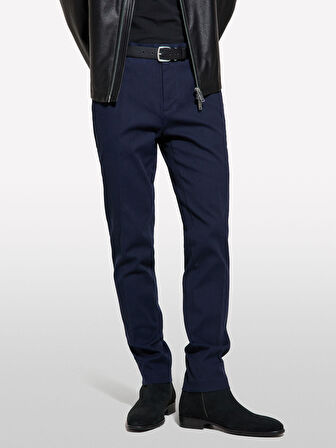 Streç Pamuklu Logolu Slim Fit Chino Pantolon Erkek Lacivert Pantolon - 325P41C4SF052
