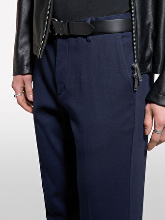 Streç Pamuklu Logolu Slim Fit Chino Pantolon Erkek Lacivert Pantolon - 325P41C4SF052