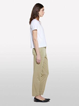 %100 Pamuk Bisiklet Yakalı T-Shirt Kadın Beyaz T-Shirt - 325P3I1XL101S