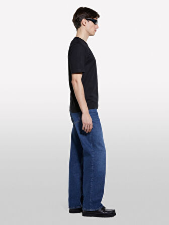 %100 Pamuk Ribanalı Bisiklet Yaka Regular Fit T-Shirt Erkek Siyah T-Shirt - 325P35MAS1049