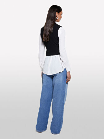 Viskoz Karışımlı Kolsuz Slim Fit Triko Bluz Kadın Siyah Bluz - 325P17Q3M105S