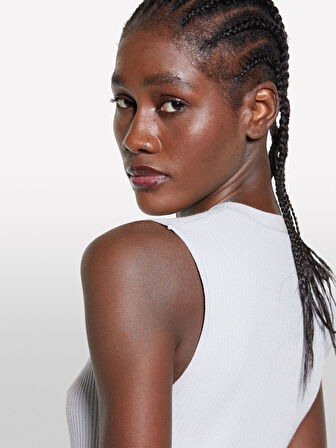 Viskoz Karışımlı Kolsuz Slim Fit Triko Bluz Kadın Gri Bluz - 325P17Q3M105S