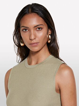 Viskoz Karışımlı Kolsuz Slim Fit Triko Bluz Kadın Kum Rengi Bluz - 325P17Q3M105S