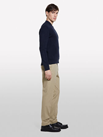 Pamuk Karışımlı Fermuarlı Bomber Hırka Erkek Lacivert Hırka - 325P10F2S500H