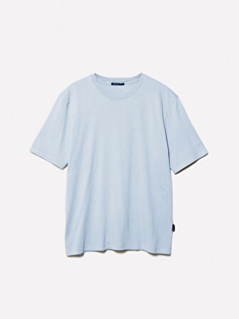 %100 Pamuk Normal Kesim Bisiklet Yaka Kısa Kollu T-Shirt Erkek Mavi T-Shirt - 325P3I1XS101J