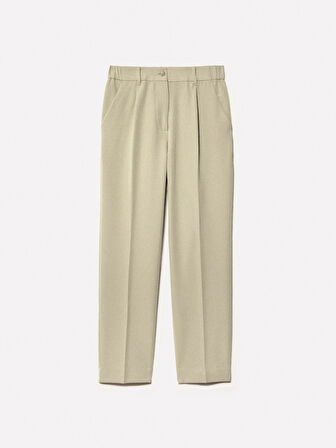 Viskoz Karışımlı Beli Lastikli Pantolon Kadın Kum Rengi Pantolon - 325P4KVXL5CM7