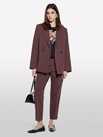 Viskoz Karışımlı Beli Lastikli Pantolon Kadın kahverengi Pantolon - 325P4KVXL5CM7