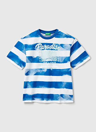 Benetton Baskılı Saks Erkek Çocuk T-Shirt 3SL3C10P5