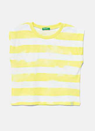 Benetton Baskılı Sarı Kız Çocuk T-Shirt 3SL3C10OW