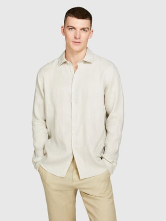 %100 Keten Regular Fit Gömlek Erkek Bej Gömlek - 325P5BKUSQ029