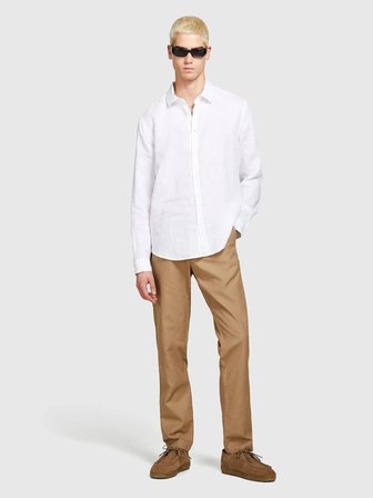 %100 Keten Regular Fit Gömlek Erkek Beyaz Gömlek - 325P5BKUSQ029