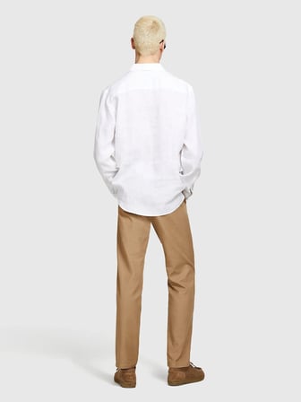 %100 Keten Regular Fit Gömlek Erkek Beyaz Gömlek - 325P5BKUSQ029