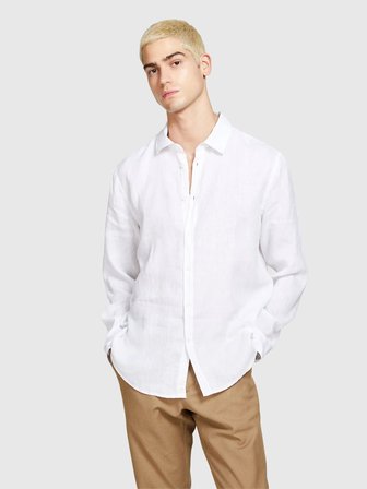 %100 Keten Regular Fit Gömlek Erkek Beyaz Gömlek - 325P5BKUSQ029