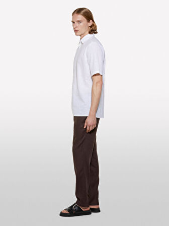 Keten Karışımlı Regular Fit Kısa Kollu Gömlek Erkek Beyaz Gömlek - 325P51FCSQ03K