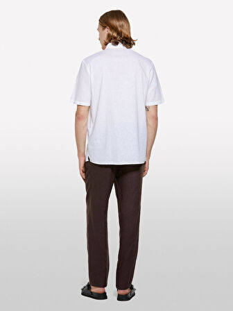 Keten Karışımlı Regular Fit Kısa Kollu Gömlek Erkek Beyaz Gömlek - 325P51FCSQ03K