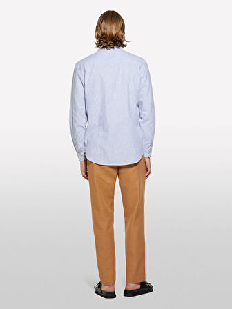 Keten Karışımlı Çizgili Regular Fit Gömlek Erkek Beyaz Gömlek - 325P51FCSQ03G