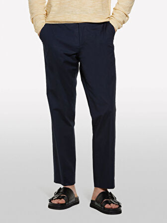 Pamuk Karışımlı Slim Comfort Fit Paraşüt Kanvas Pantolon Erkek Lacivert Pantolon - 325P4YTWSF05D