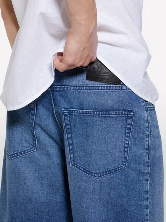 %100 Pamuk Orta Bel Regular Fit Denim Şort Erkek Mavi Denim Şort - 325P4MCPS9019