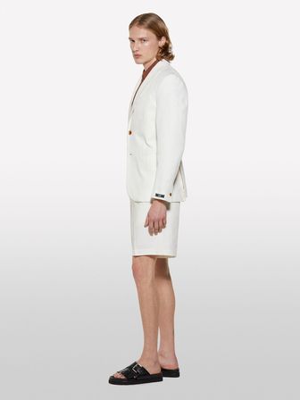 %100 Pamuk Yırtmaç Detaylı Regular Fit Bermuda Şort Erkek Krem Şort - 325P4GJ0S9018