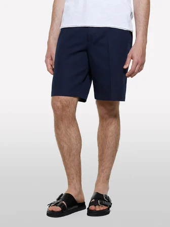 %100 Pamuk Yırtmaç Detaylı Regular Fit Bermuda Şort Erkek Lacivert Şort - 325P4GJ0S9018