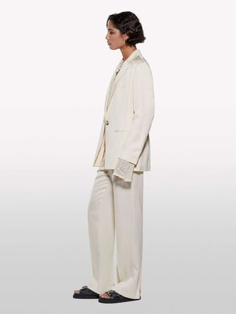 Keten Karışımlı Normal Bel Straight Fit Pantolon Kadın Şampanya Pantolon - 325P4G1WLF06Y