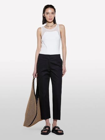 Streç Pamuklu Normal Bel Straight Fit Pantolon Kadın Siyah Pantolon - 325P4ENMLE02X
