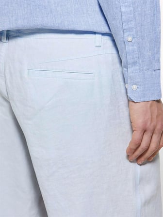 %100 Keten Slim Fit Bermuda Şort Erkek Mavi Şort - 325P4AGHS9010