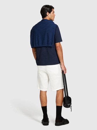 %100 Keten Slim Fit Bermuda Şort Erkek Beyaz Şort - 325P4AGHS9010