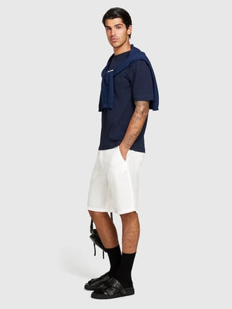 %100 Keten Slim Fit Bermuda Şort Erkek Beyaz Şort - 325P4AGHS9010