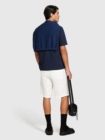 %100 Keten Slim Fit Bermuda Şort Erkek Beyaz Şort - 325P4AGHS9010