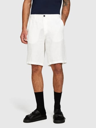 %100 Keten Slim Fit Bermuda Şort Erkek Beyaz Şort - 325P4AGHS9010