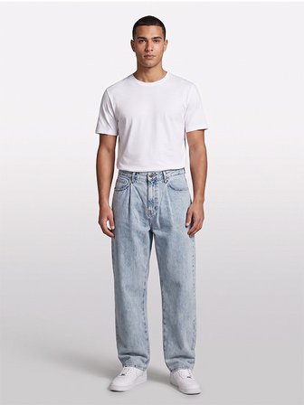 %100 Pamuk Taş Yıkama 5 Cepli Relax Fit Denim Pantolon Erkek Mavi Denim Pantolon - 325P44C1SE02S