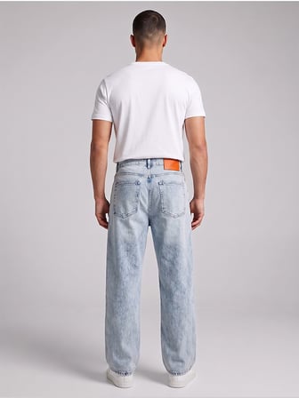 %100 Pamuk Taş Yıkama 5 Cepli Relax Fit Denim Pantolon Erkek Mavi Denim Pantolon - 325P44C1SE02S