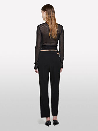 Beli Zincir Detaylı Dökümlü Pantolon Kadın Siyah Pantolon - 325P41H1LF06Z