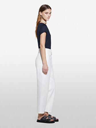 Viskoz Karışımlı Bisiklet Yaka Regular Fit T-Shirt Kadın Lacivert T-Shirt - 325P3Z12L107O