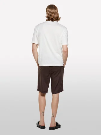 Keten Karışımlı Bisiklet Yaka Regular Fit T-Shirt Erkek Krem T-Shirt - 325P3D8FS104L