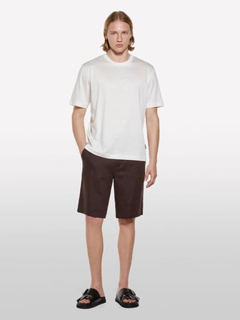 Liyosel Karışımlı Yırtmaçlı Regular Fit T-Shirt Erkek Krem T-Shirt - 325P361VS104K